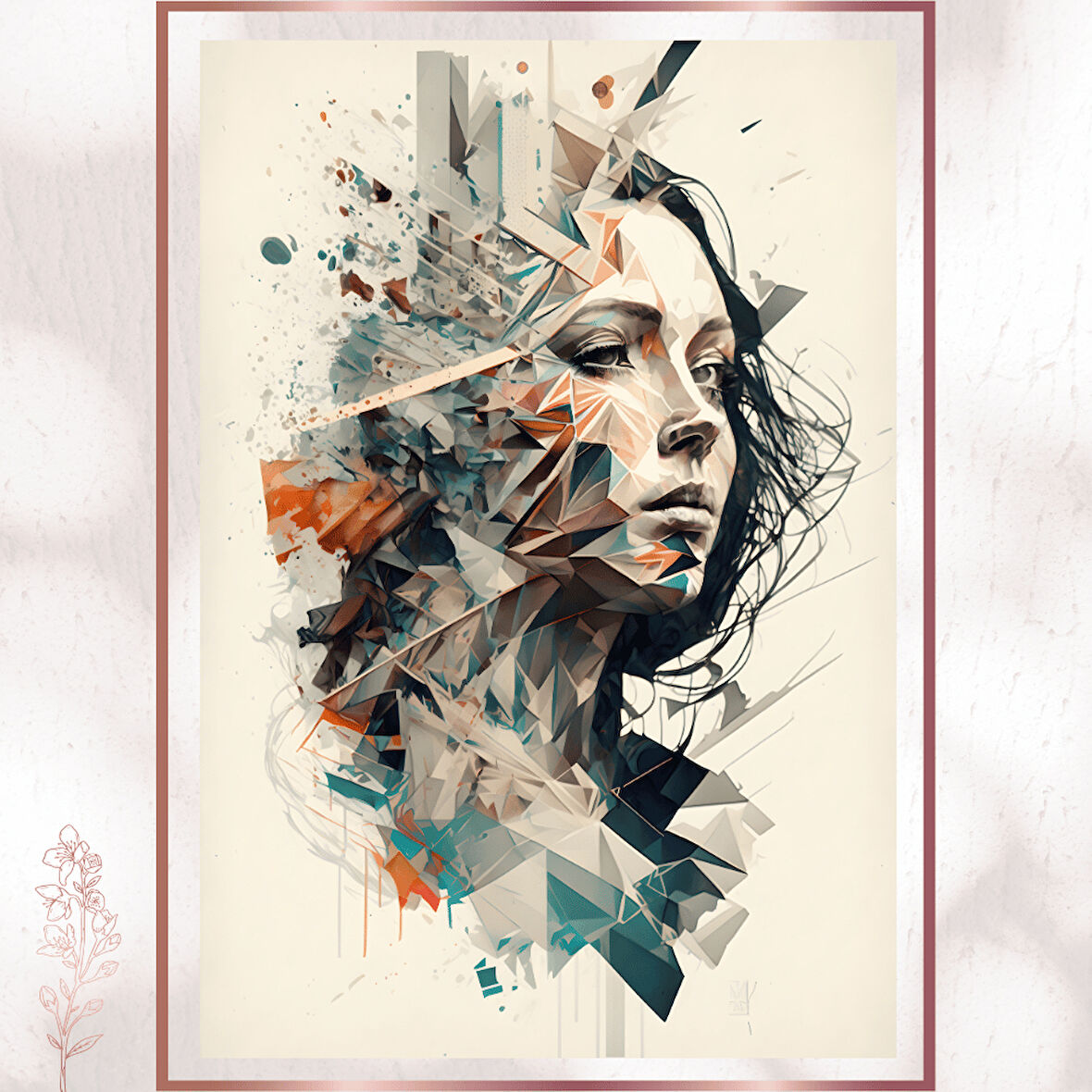 Soyut Geometrik Kadın Portresi Tablosu - Parçalanmış Zihin Pleksi Dekor