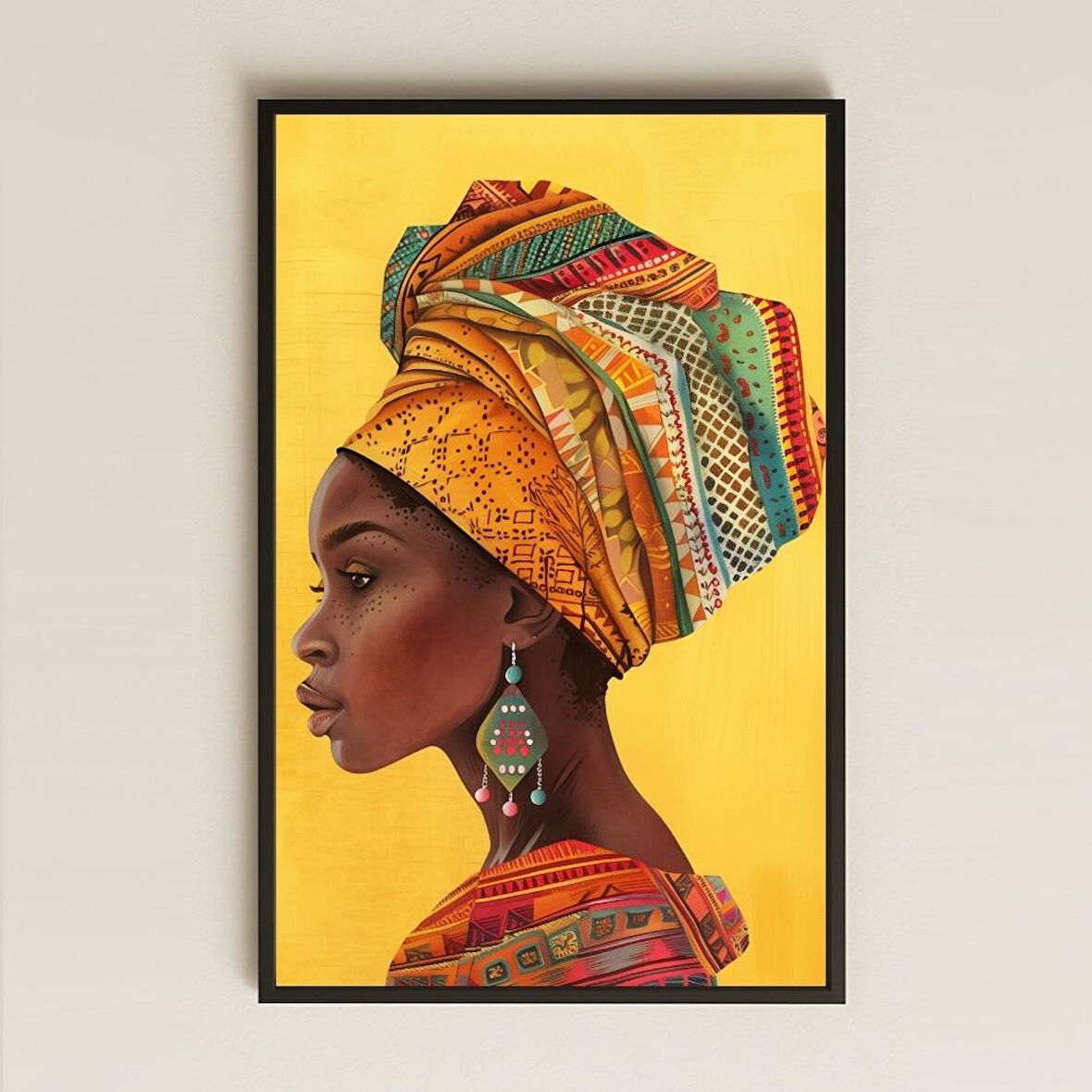 Etnik Motifli Afrika Kadın Portresi UV Baskılı Tablo