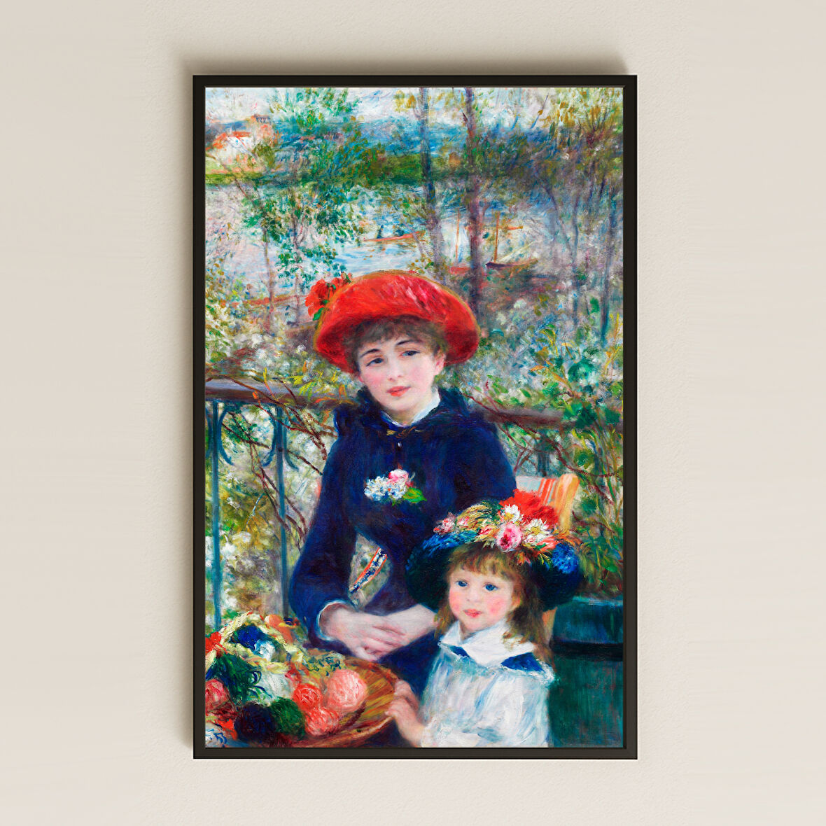 Çiçekli Şapkalı Kızlar - UV Baskılı Renoir Tablosu