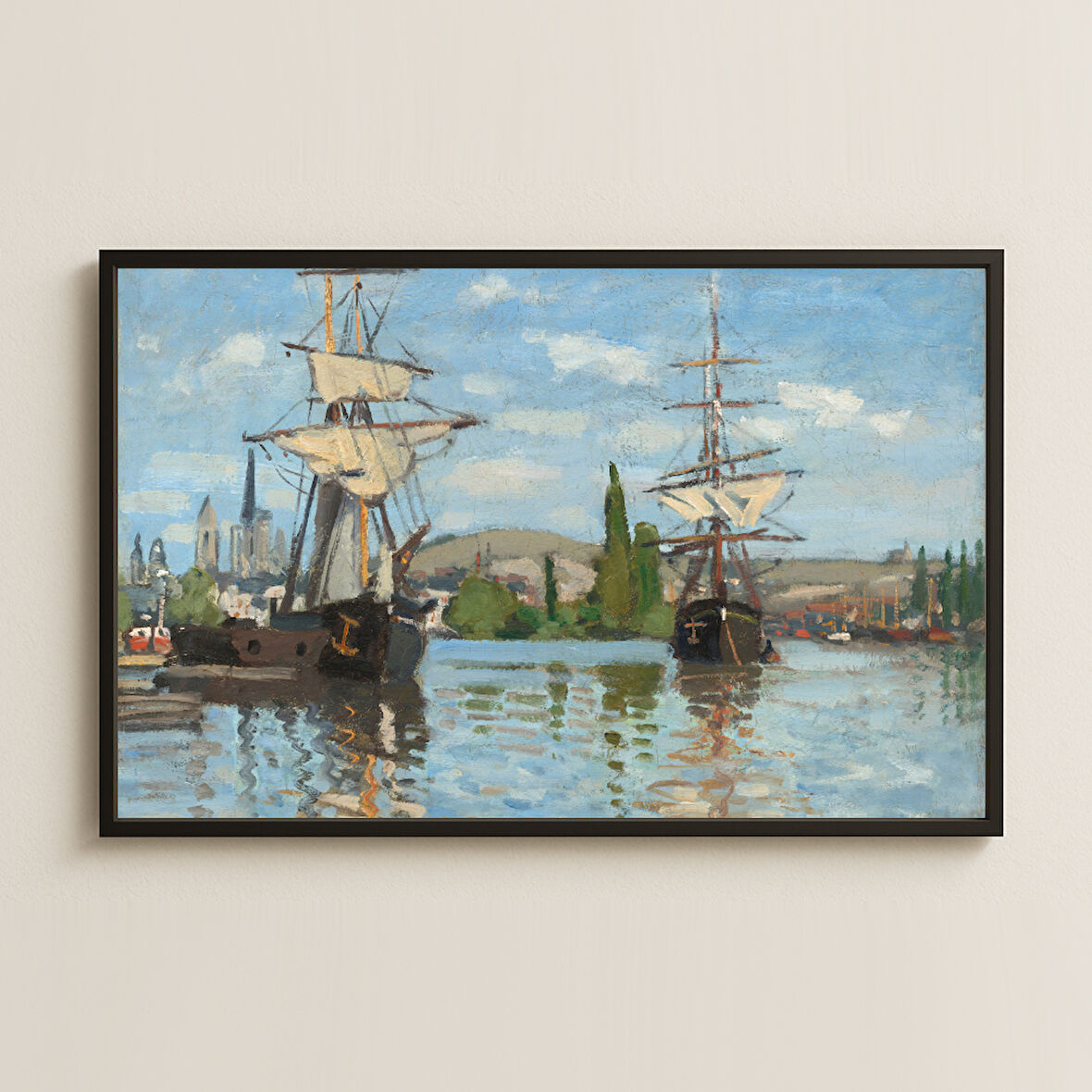 Monet Rouen'de Tekneler Tablosu - Deniz ve Yelkenli Temalı Sanat