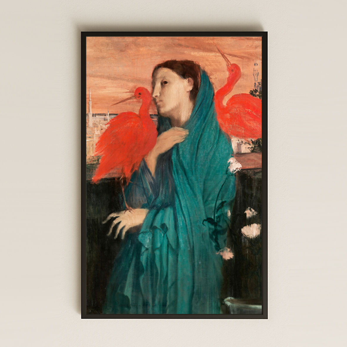 Mistik Kadın ve Kuşlar Tablosu - Sembolik Sanat Eseri