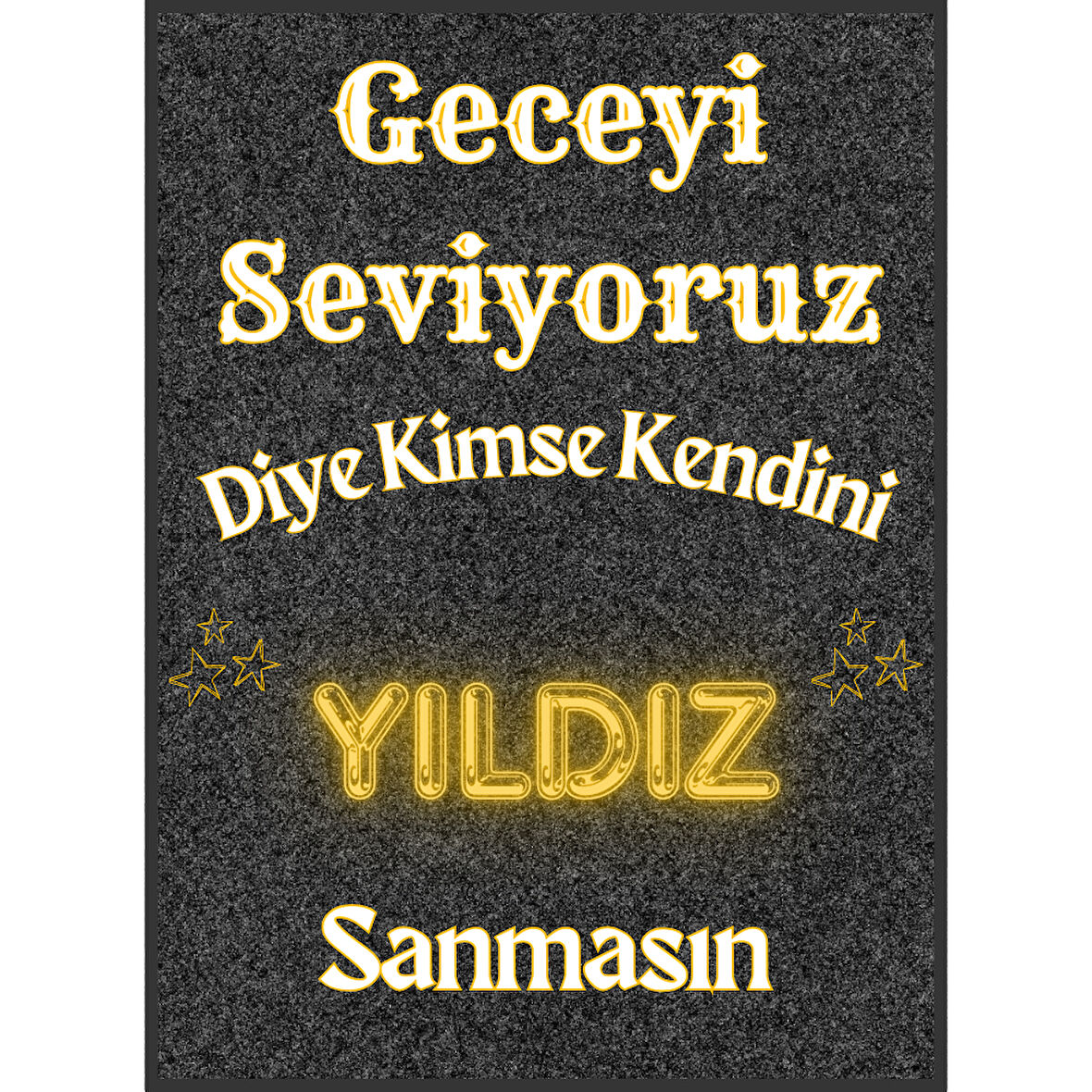 Geceyi Seviyoruz Diye Ahşap Retro Vintage Poster