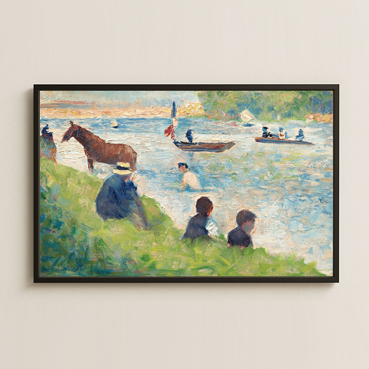 Noktacılık Tarzı Nehir Kıyısı Tablosu - Yaz Temalı Sanat