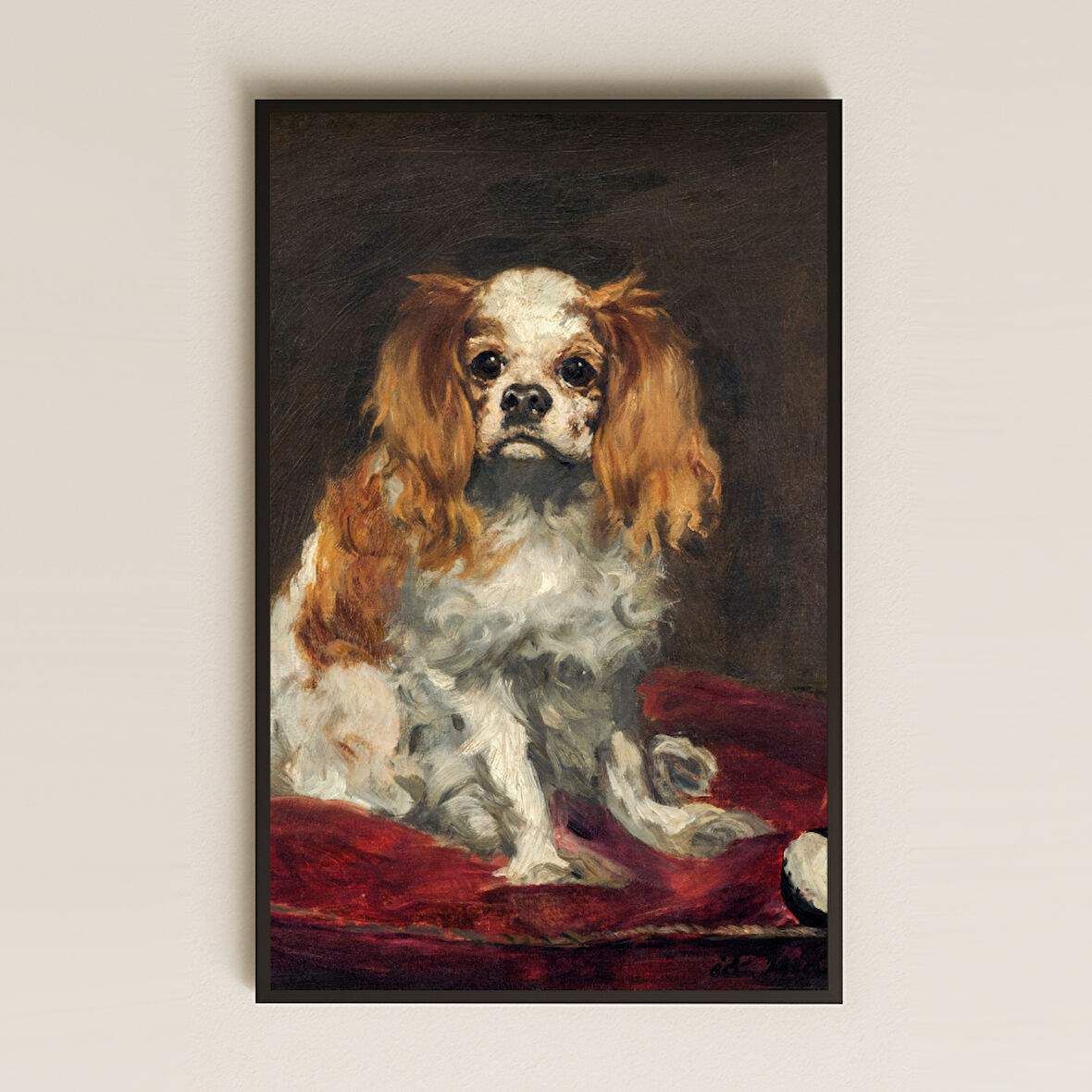 Manet King Charles Köpeği Tablosu - Klasik Hayvan Portresi