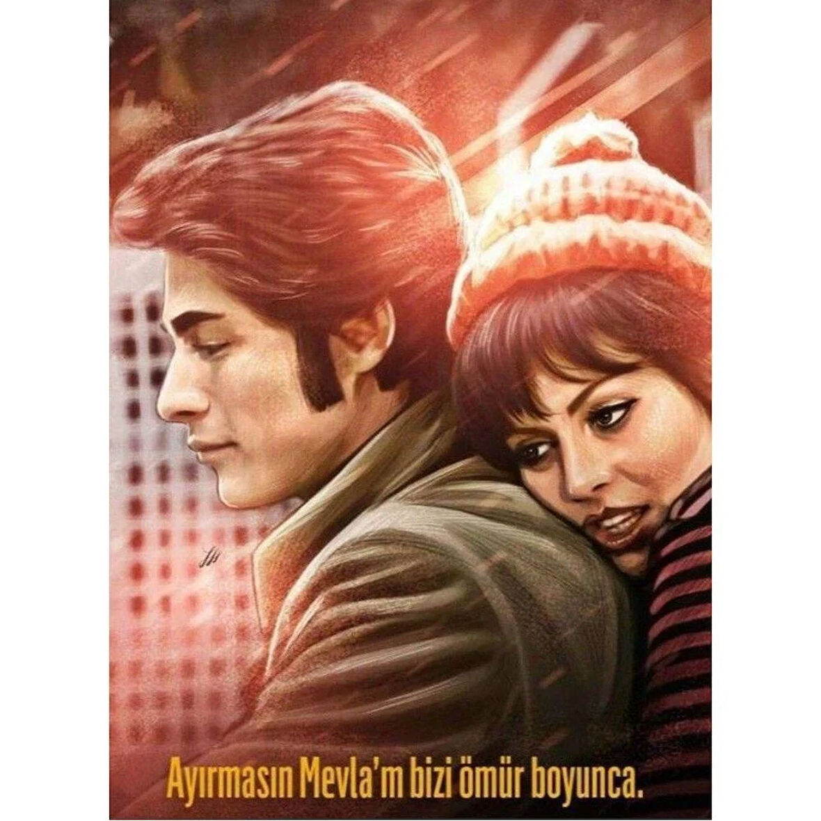 Kara Gözlüm Ayırmasın Mevlam Bizi Ahşap Retro Vintage Poster