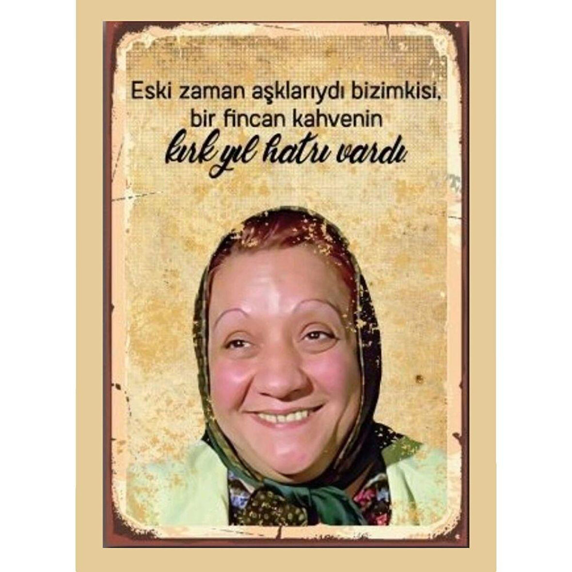 Adile Naşit Kahve Ahşap Retro Vintage Poster 