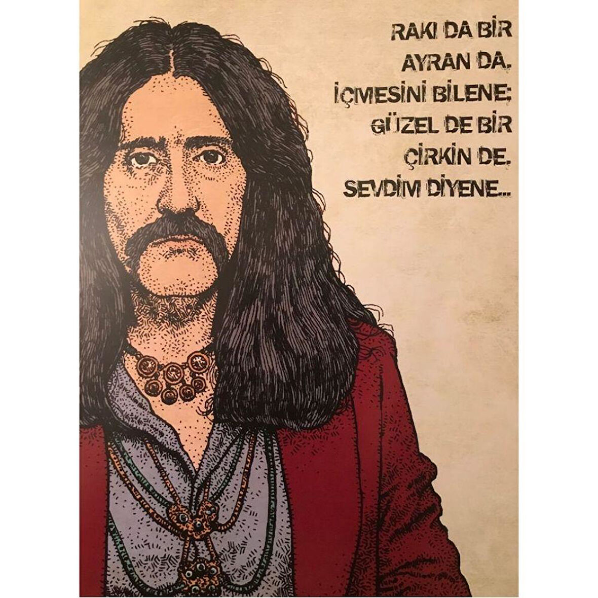 Barış Manço Rakı Da Bir Ayranda Ahşap Retro Vintage Poster