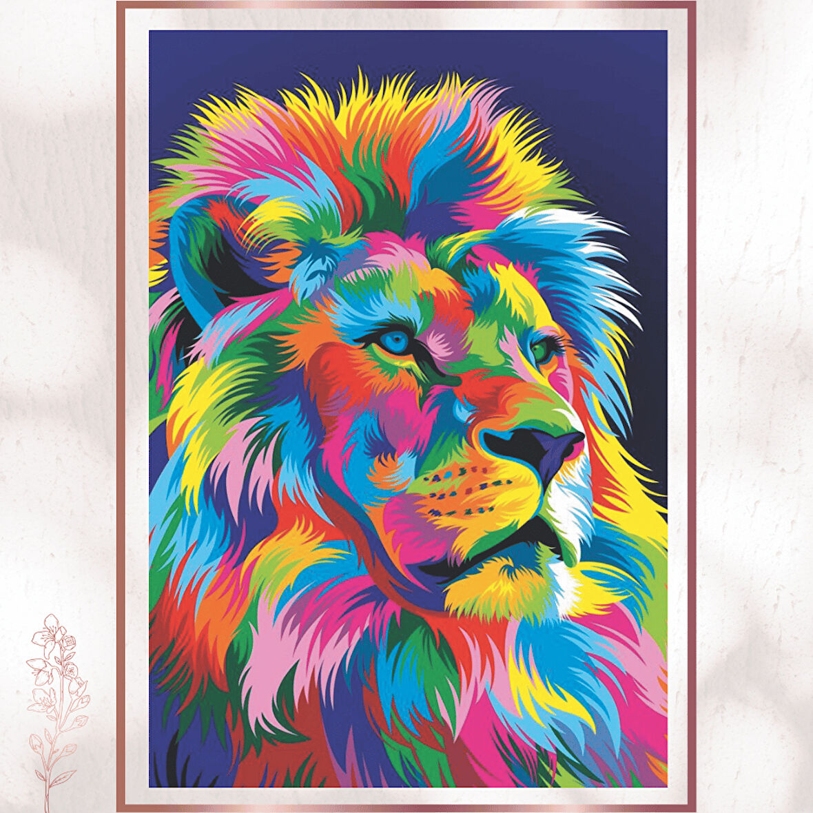 Pop Art Aslan - Renk Patlamalı Güçlü Sanat Posteri