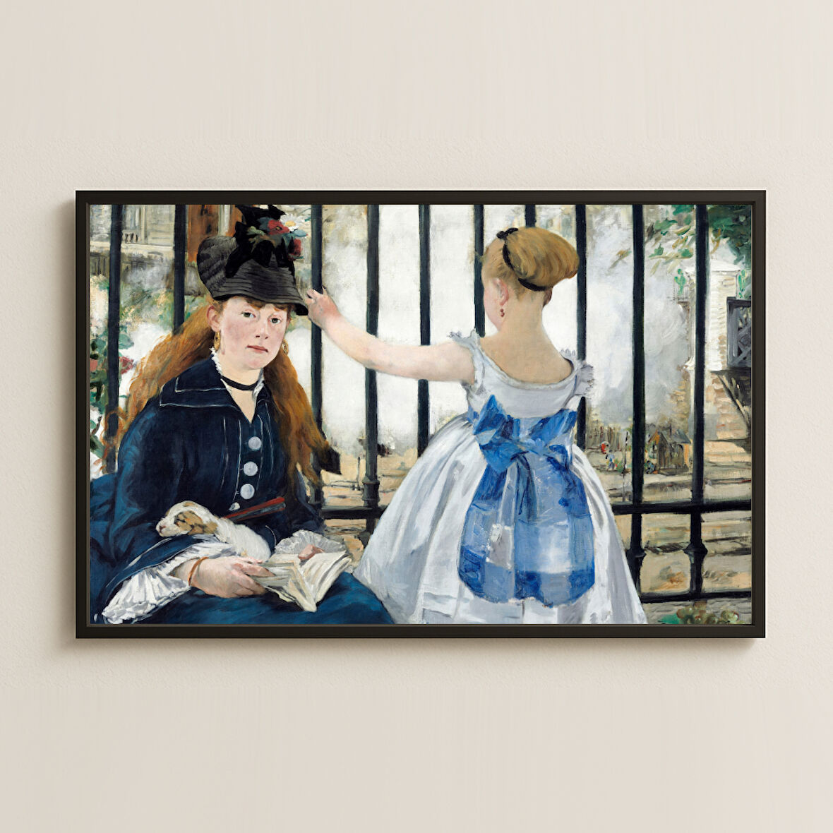 Manet Tren Yolu Tablosu - Modern Kadın ve Çocuk Temalı Sanat