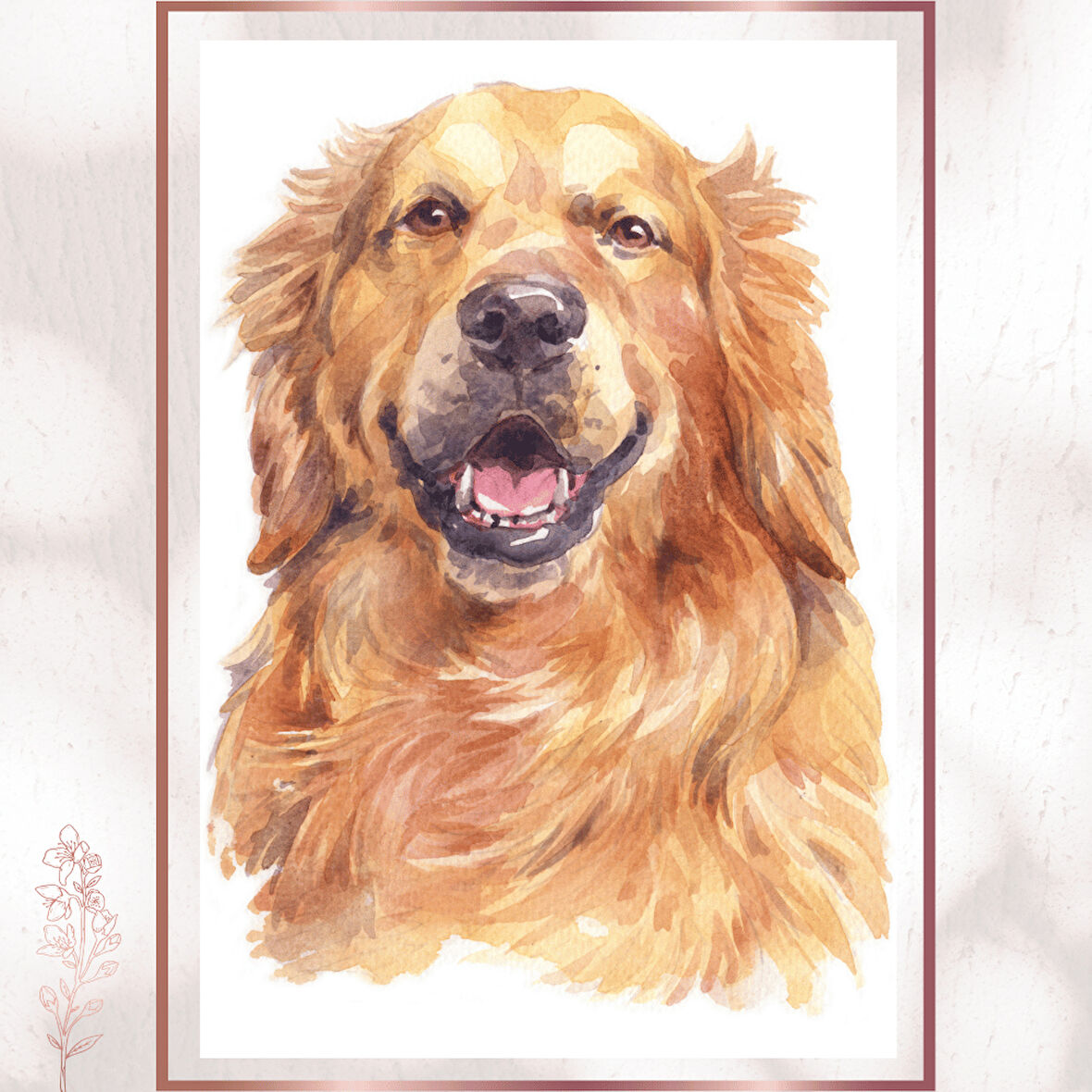 Sulu Boya Golden Retriever - Sevimli Köpek Sanat Posteri