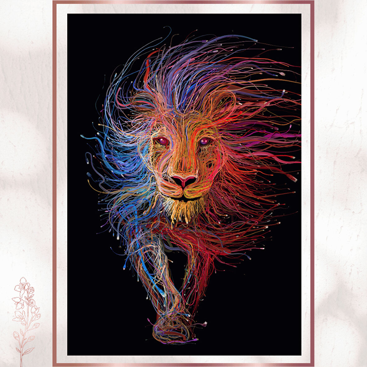 Neon Aslan - Enerji Akımı Modern Sanat Posteri