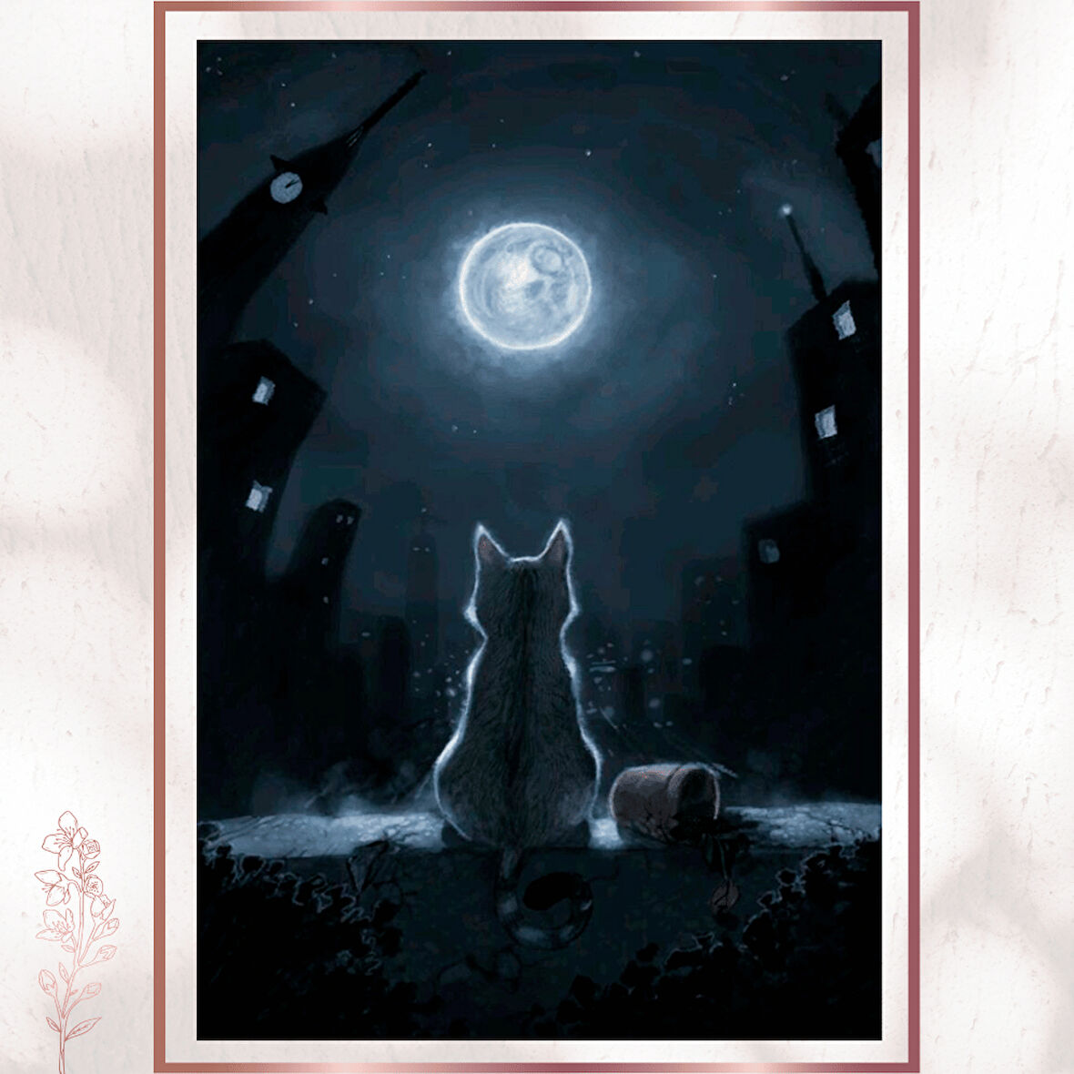 Ay Işığında Şehir Kedisi - Melankolik Gece Poster