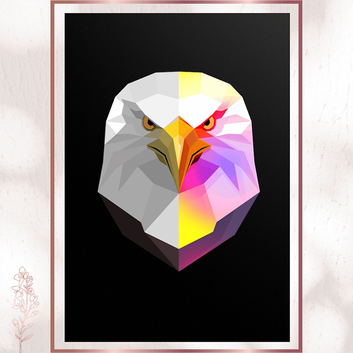 Geometrik Neon Kartal - Güç ve Özgürlük Poster