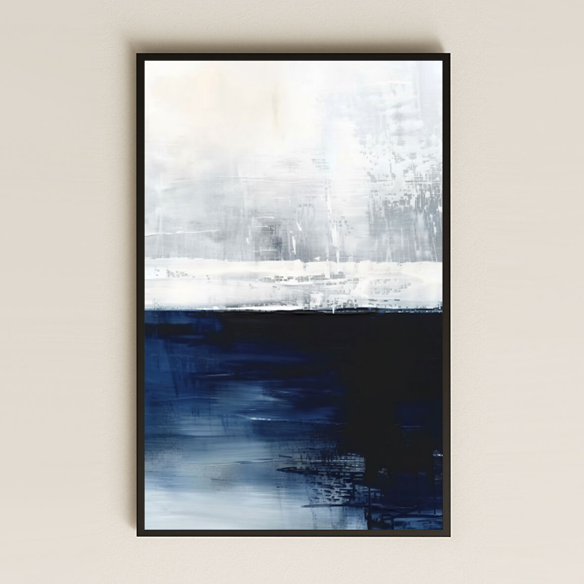 Mavi ve Beyaz Minimal Soyut Tablo - UV Baskılı Modern Sanat