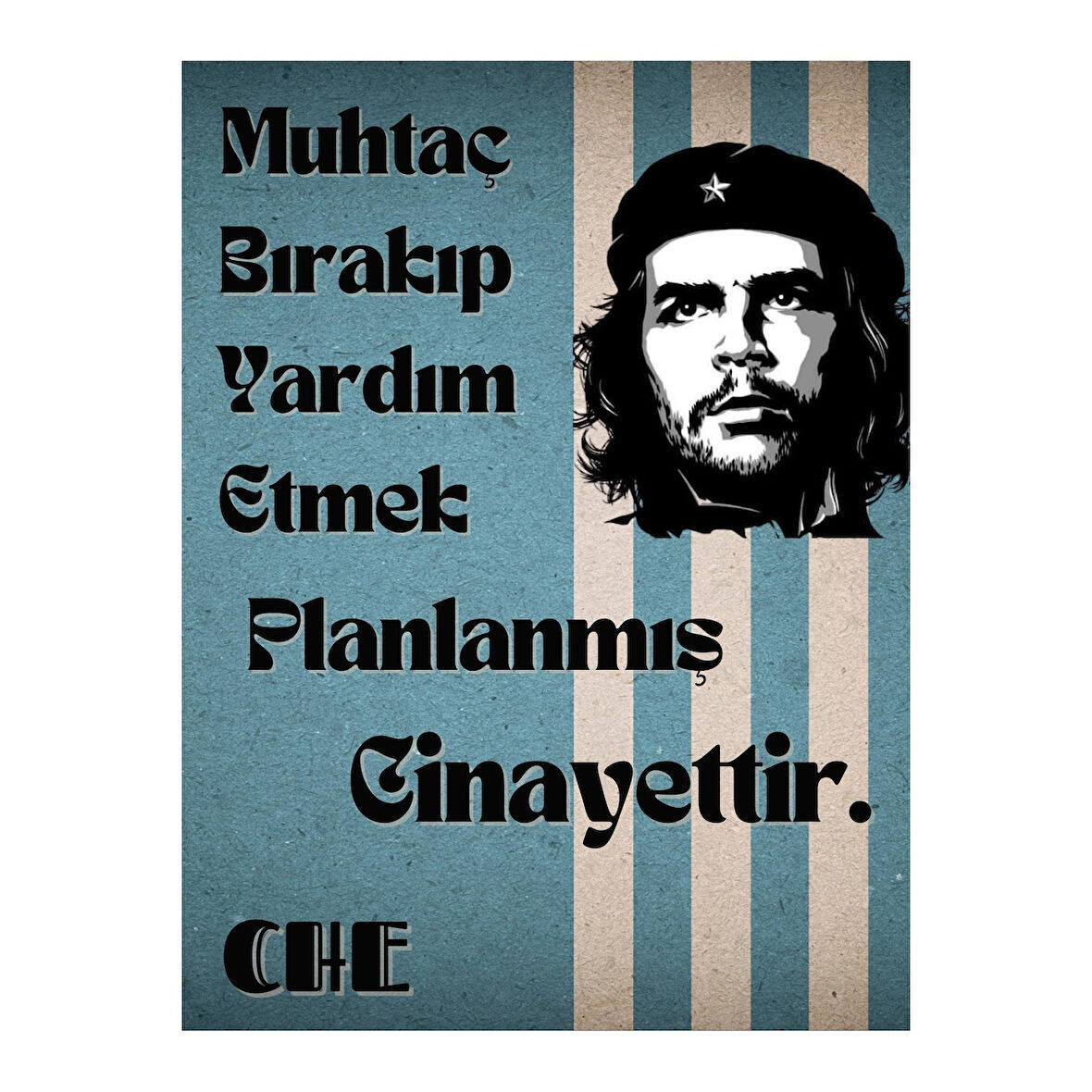 Che Guevara Sözlü Dekoratif Ahşap Tablo