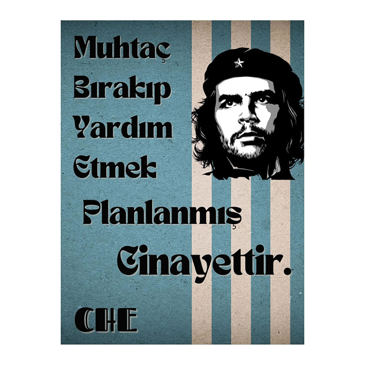 Che Guevara Sözlü Dekoratif Ahşap Tablo