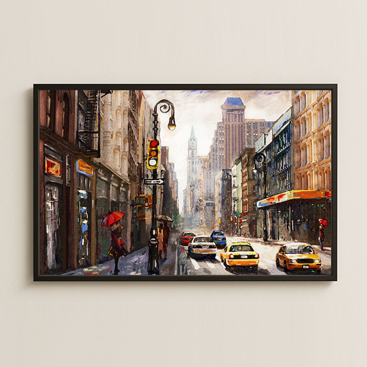 New York Sokak Manzarası Tablosu - UV Baskılı Şehir Sanatı