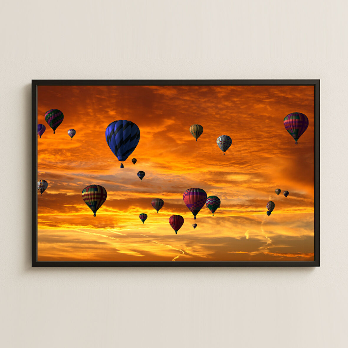 Günbatımı ve Balonlar UV Baskılı Renkli Gökyüzü Tablosu