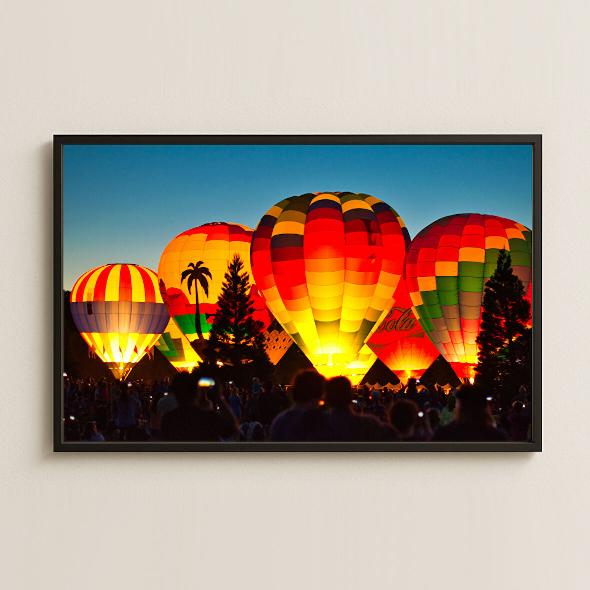 Gece Işıklı Balon Festivali UV Baskılı Renkli Tablo