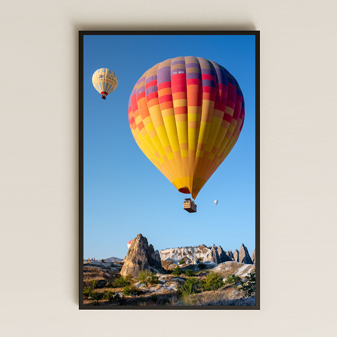 Kapadokya Üzerinde Renkli Balonlar UV Baskılı Tablo