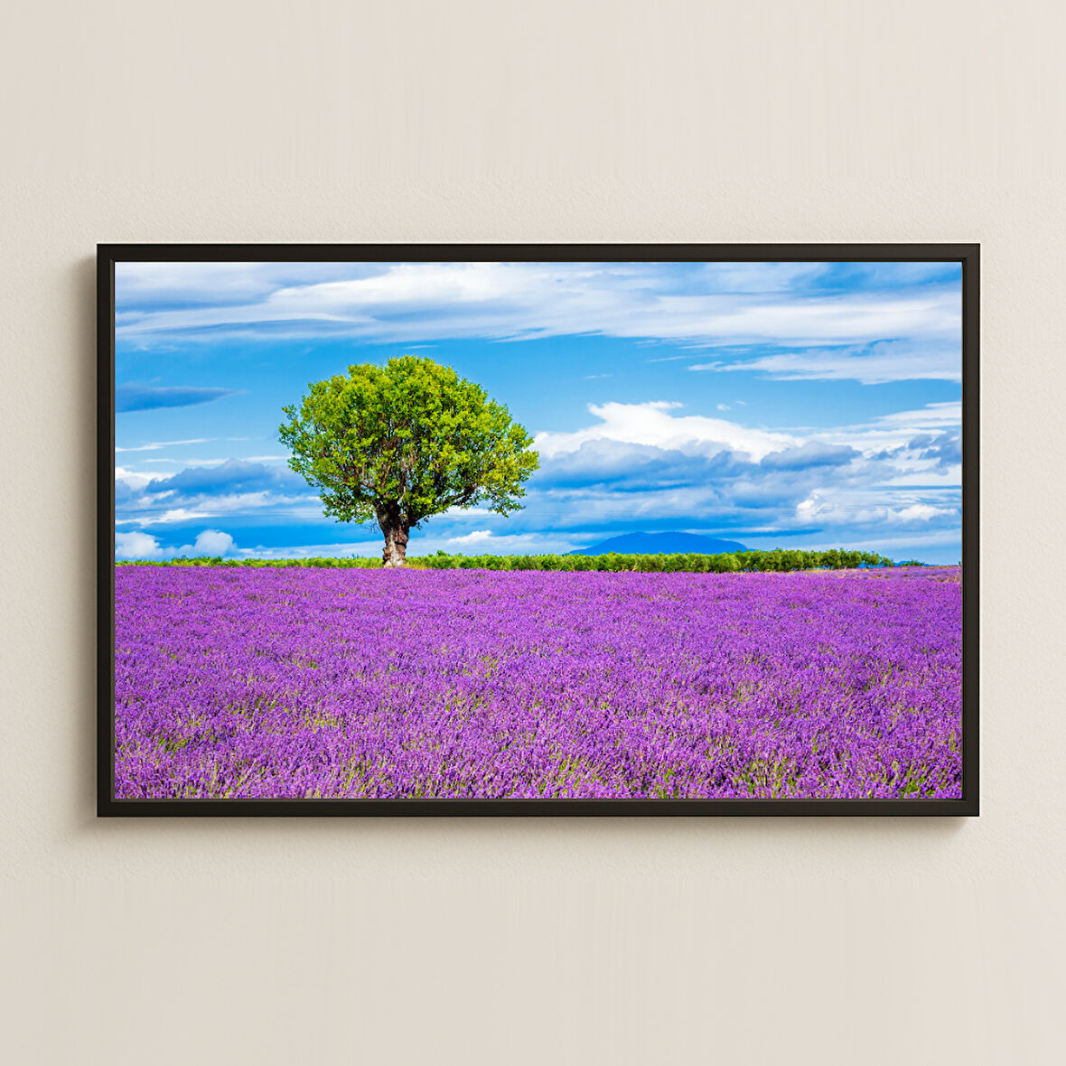 Lavanta Tarlası ve Ağaç UV Baskılı Huzur Manzara Tablosu