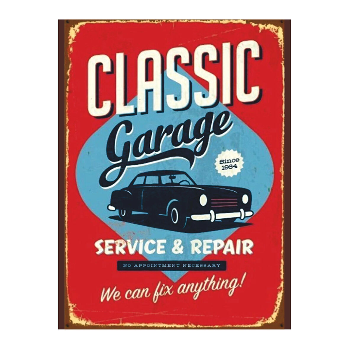 Classic Garage Retro Ahşap Poster Tablo | Vintage Oto Servis Tasarımı