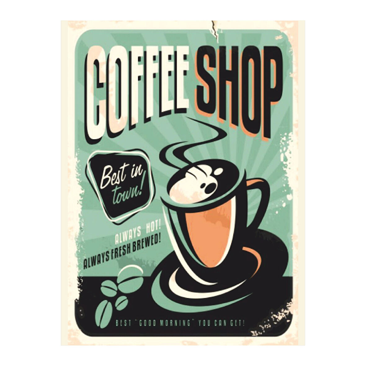 Coffee Shop Retro Ahşap Poster Tablo | Vintage Kahve Dükkanı Dekoru