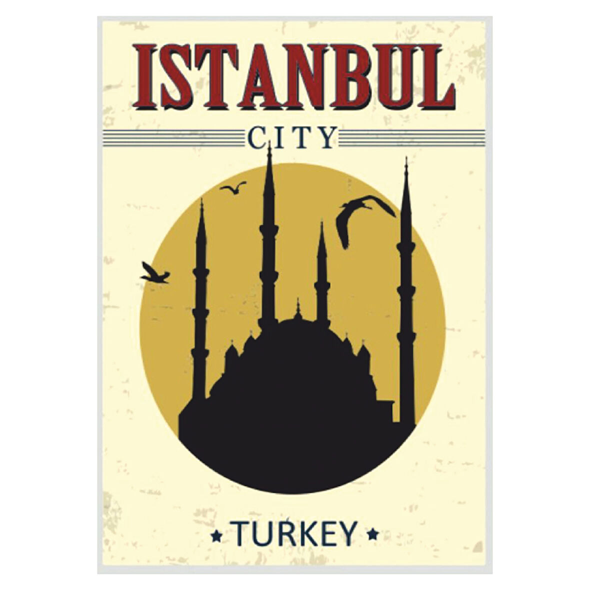 Istanbul City Silüetli Türkiye Temalı Ahşap Retro Poster Tablo