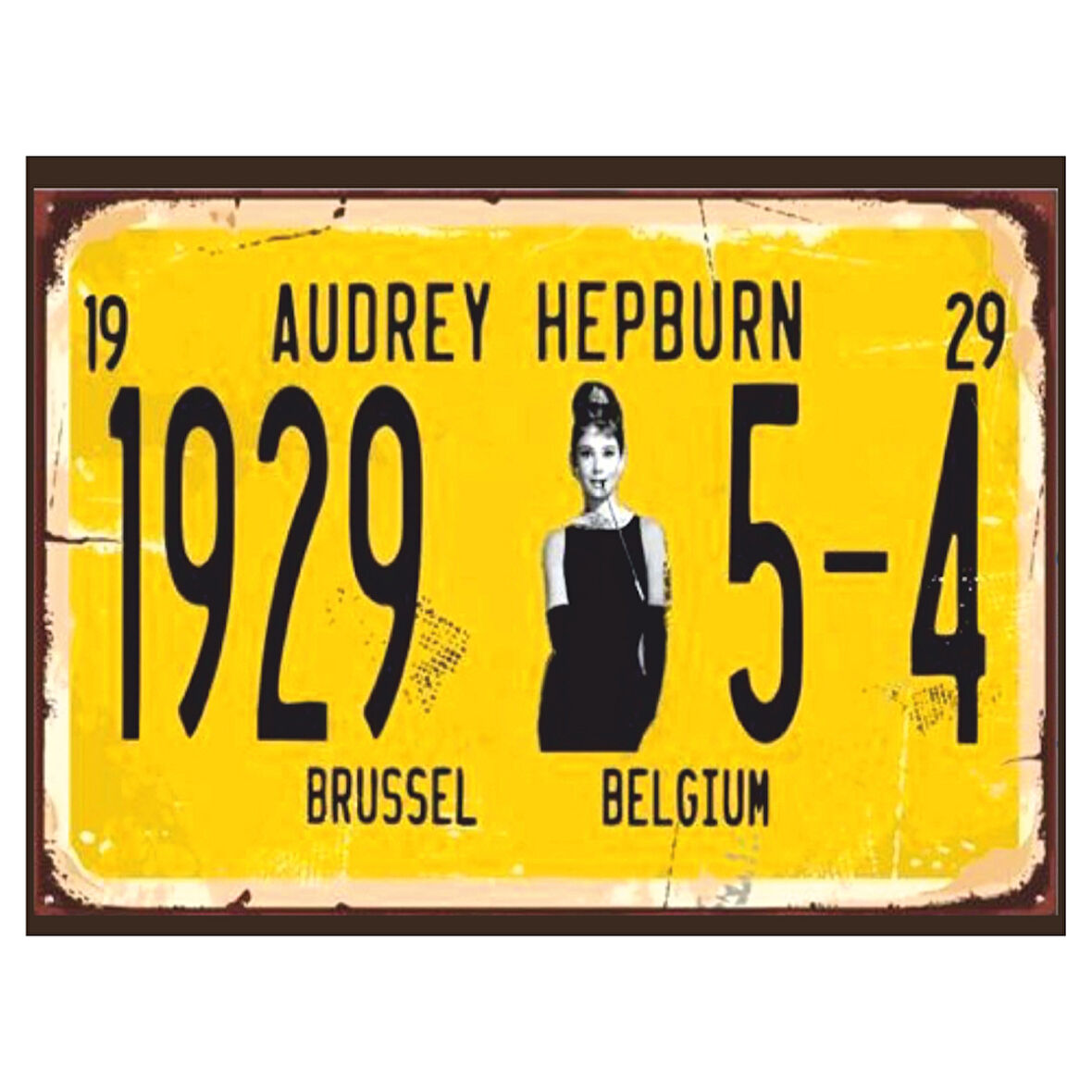 Audrey Hepburn 1929 Doğum Temalı Retro Ahşap Poster Tablo | Vintage Plaka Tasarımı