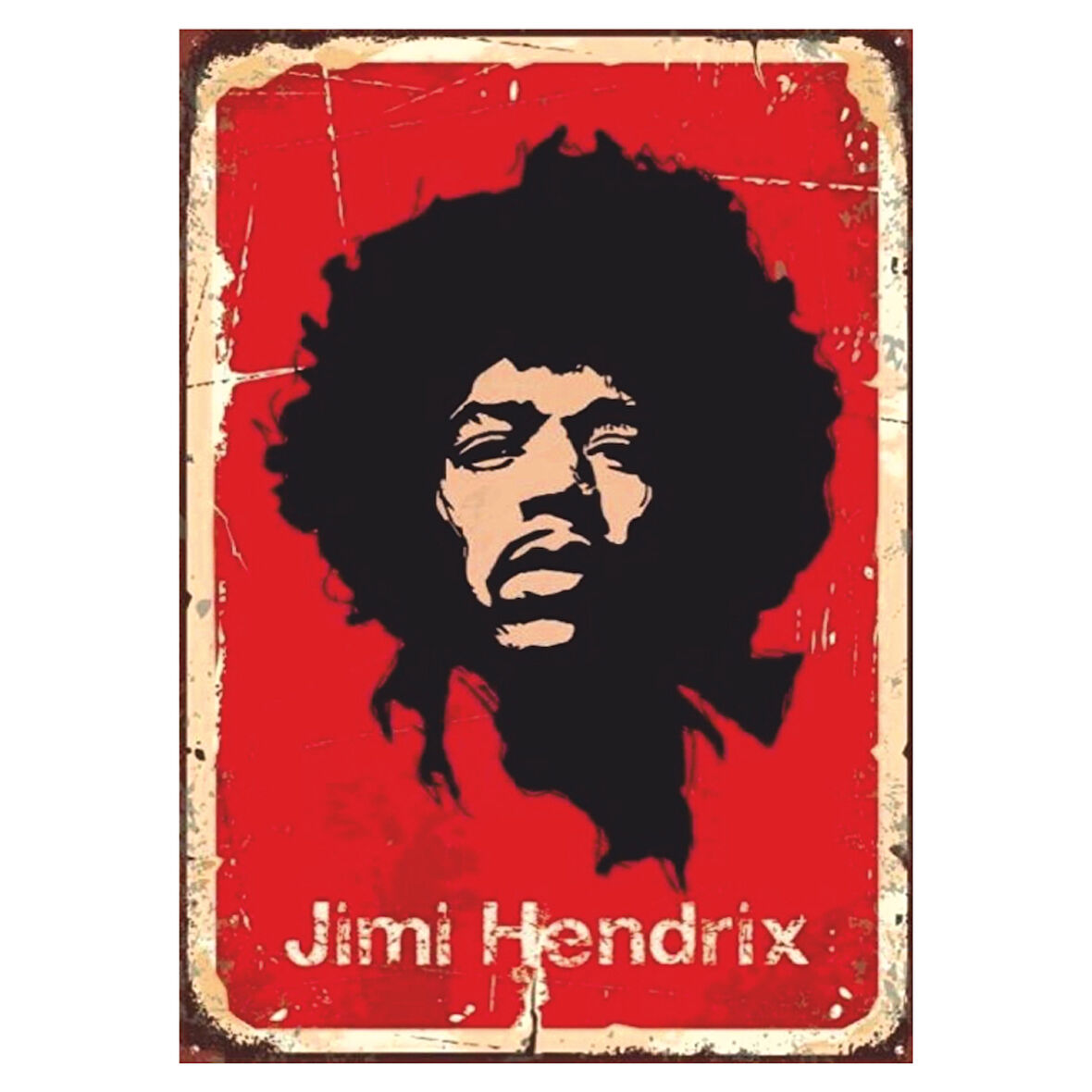Jimi Hendrix Silüet Temalı Ahşap Retro Poster Tablo