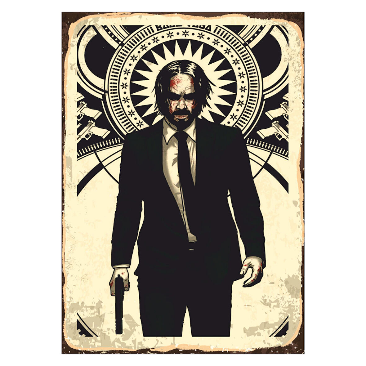 John Wick Silüet Temalı Ahşap Retro Poster Tablo