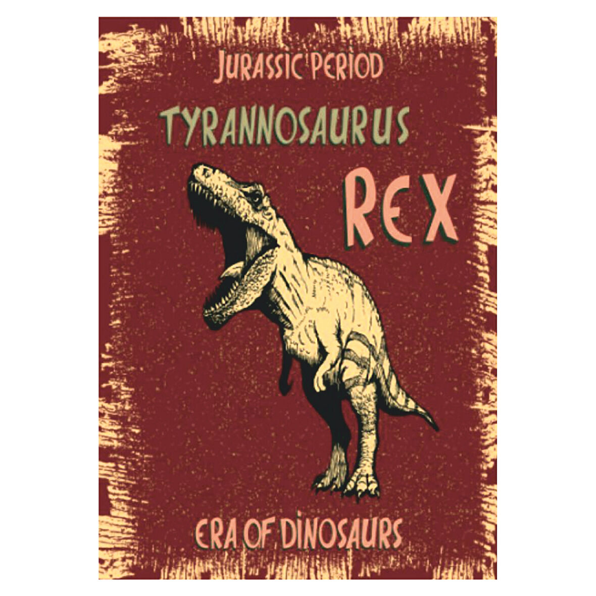 Tyrannosaurus Rex Dinozor Temalı Ahşap Retro Poster Tablo