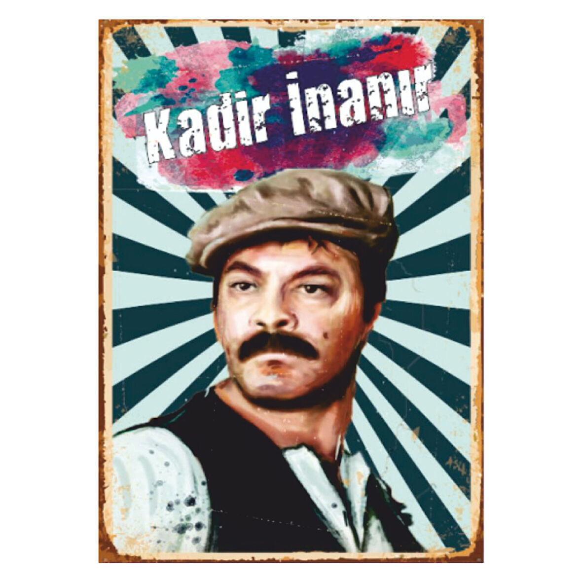 Kadir İnanır Portre Temalı Yeşilçam Ahşap Retro Poster Tablo