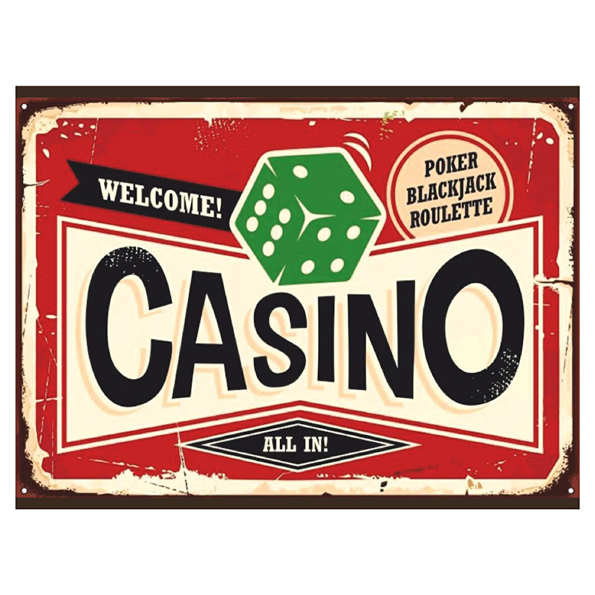 Casino Temalı Retro Ahşap Poster Tablo | Poker & Blackjack Vintage Dekor