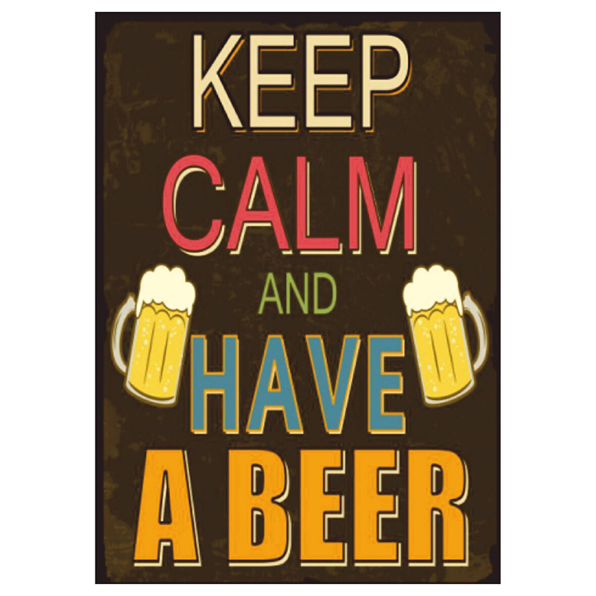 Keep Calm and Have a Beer Yazılı Ahşap Retro Poster Tablo