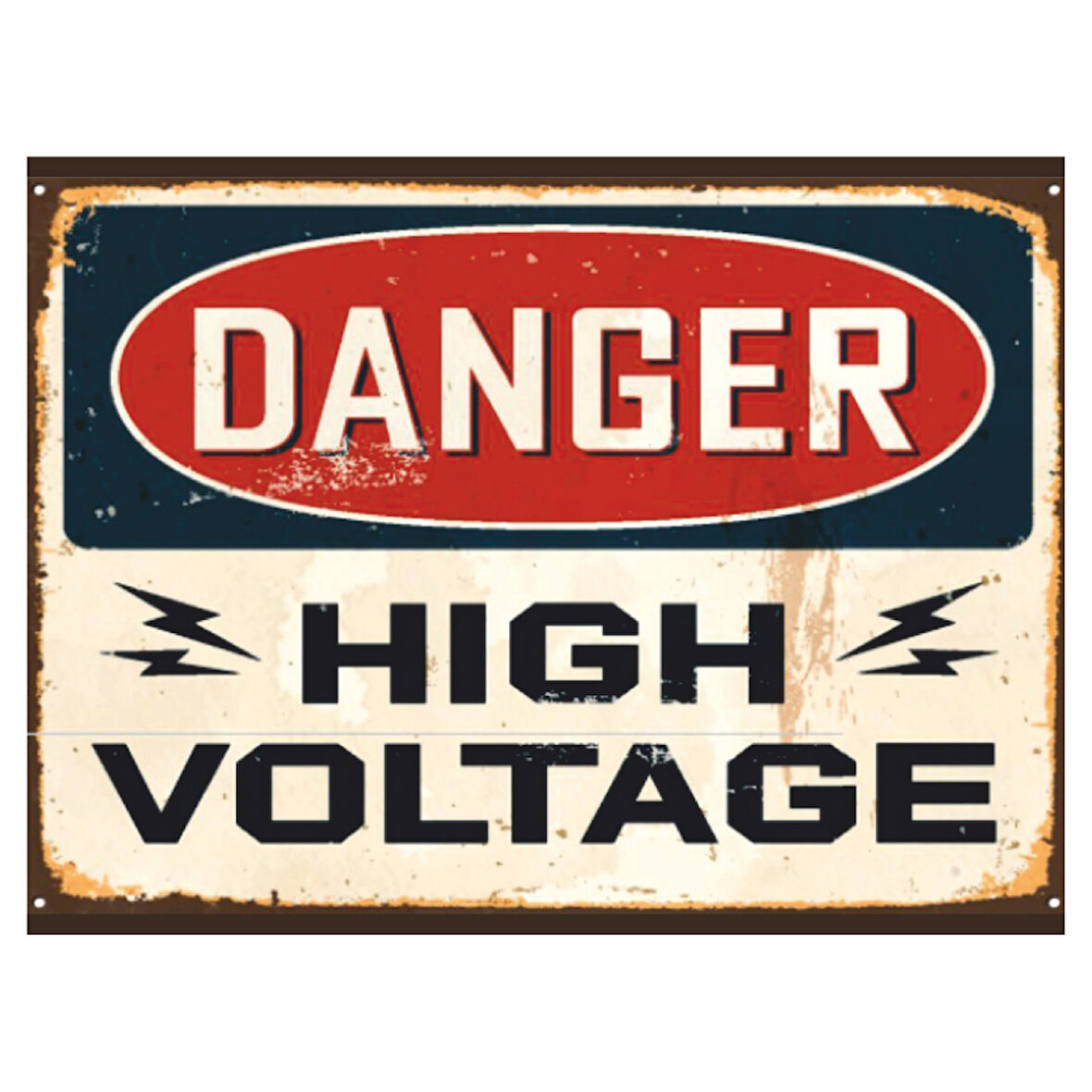 Danger High Voltage Retro Ahşap Poster Tablo | Vintage Uyarı Tabelası Dekoru