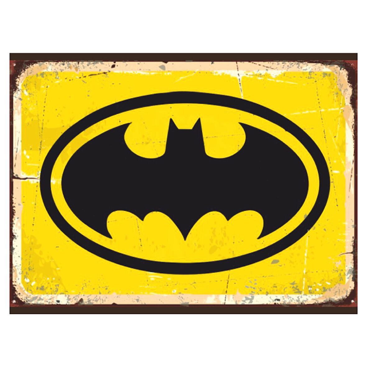 Batman Logo Retro Ahşap Poster Tablo | Süper Kahraman Temalı Vintage Dekor