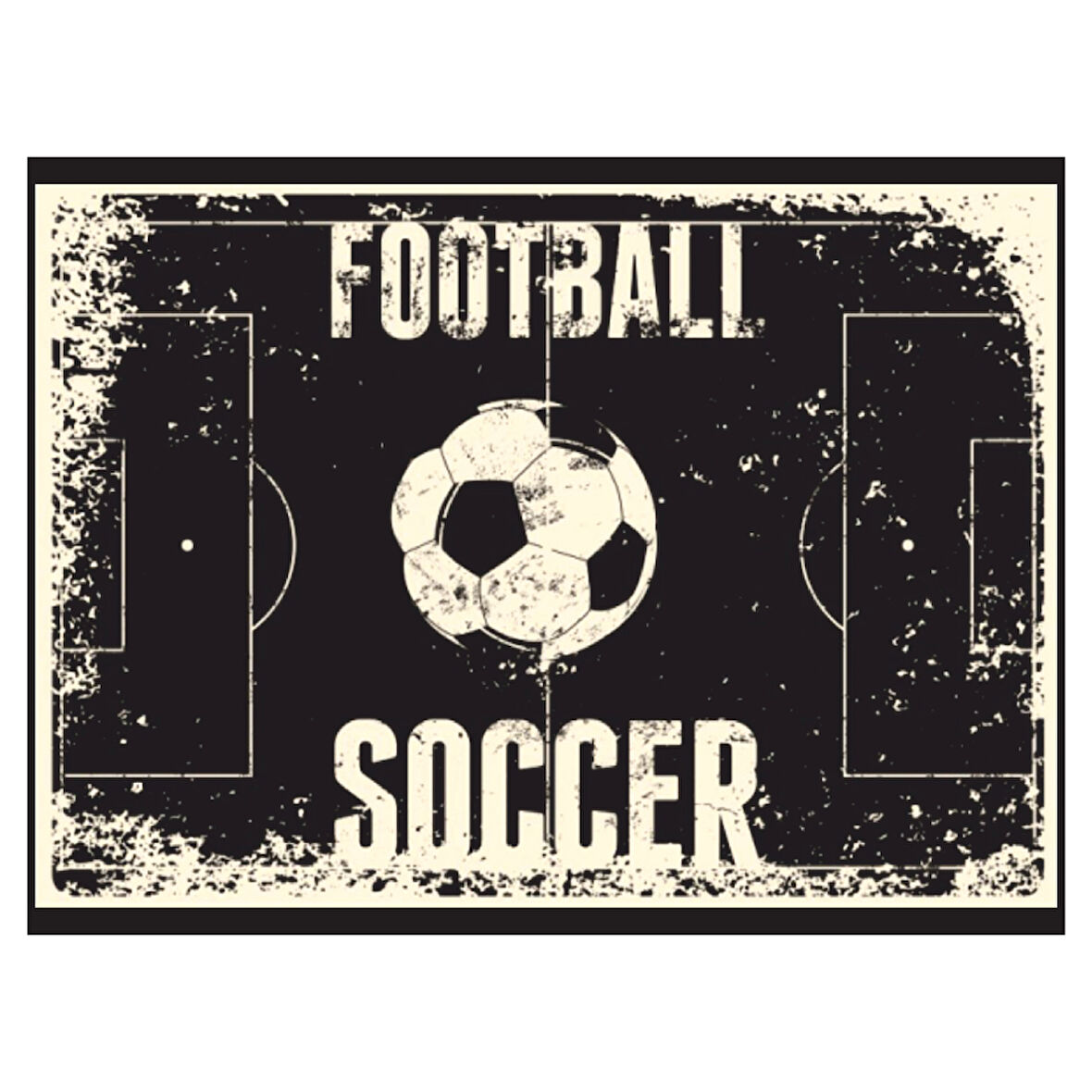 Football Soccer Temalı Retro Ahşap Poster Tablo | Vintage Futbol Dekoru