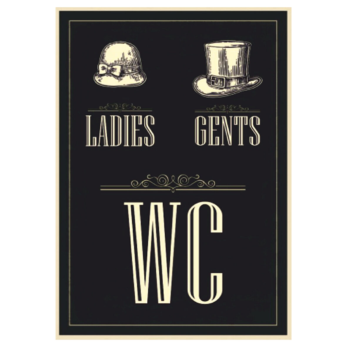 Ladies Gents WC Yazılı Vintage Temalı Ahşap Retro Wc Kapı Posteri