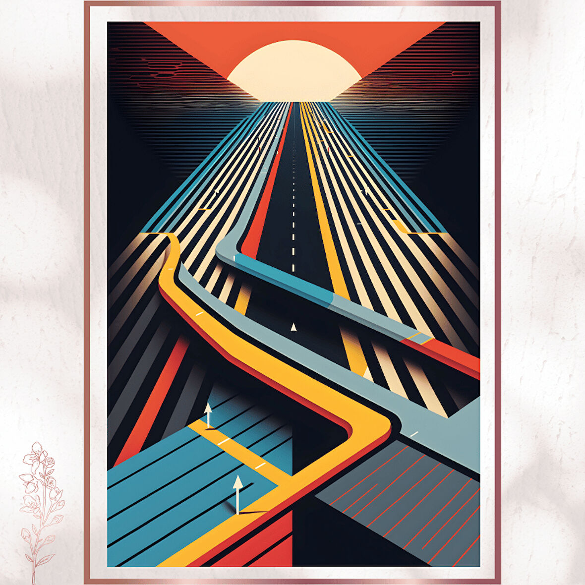 Retro Gelecek Yol Manzaralı Tablo - Modern Pleksi Yön Dekoru