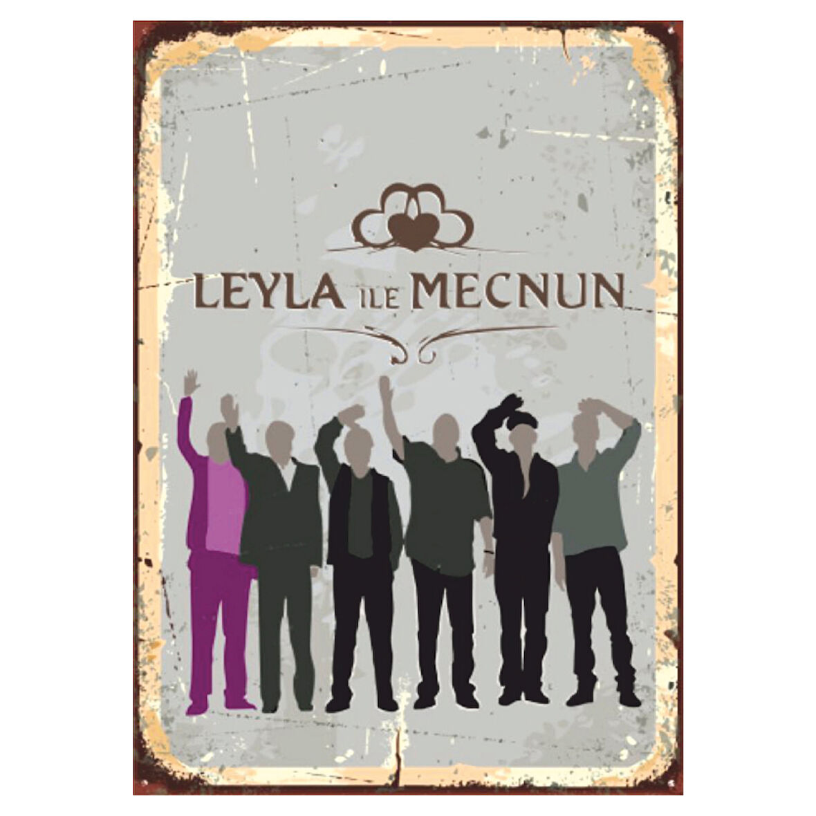 Leyla ile Mecnun Selam Veren Kadro Temalı Ahşap Retro Poster Tablo