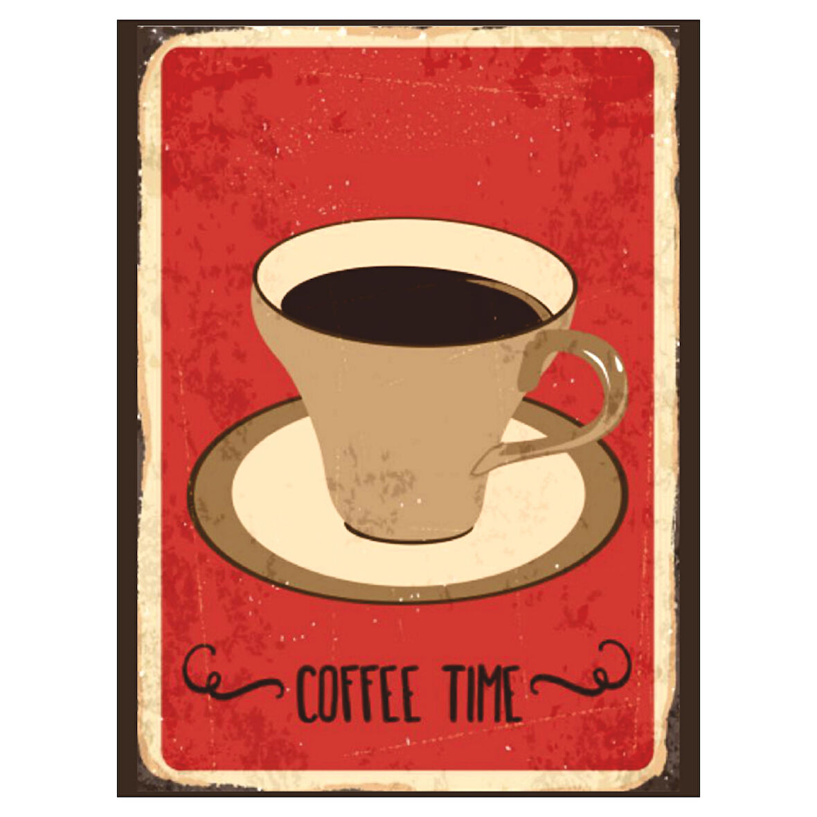 Coffee Time Temalı Retro Ahşap Poster Tablo | Vintage Kahve Dekoru