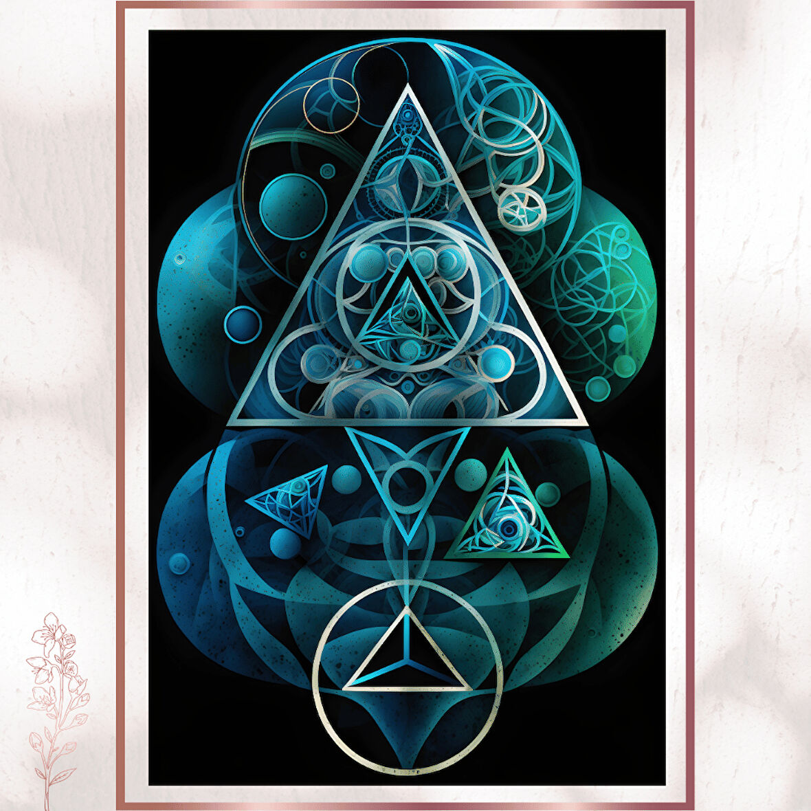 Üçgen ve Dairelerle Sacred Geometry Tablosu - Spiritüel Pleksi Dekor
