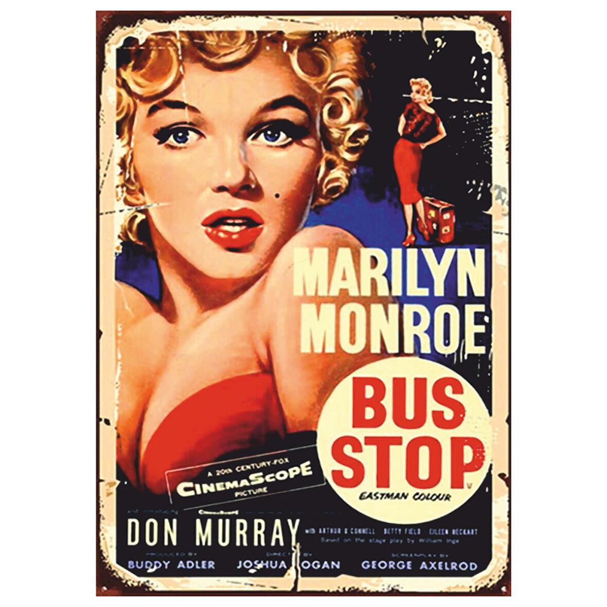 Marilyn Monroe Bus Stop Film Afişi Temalı Ahşap Retro Poster Tablo