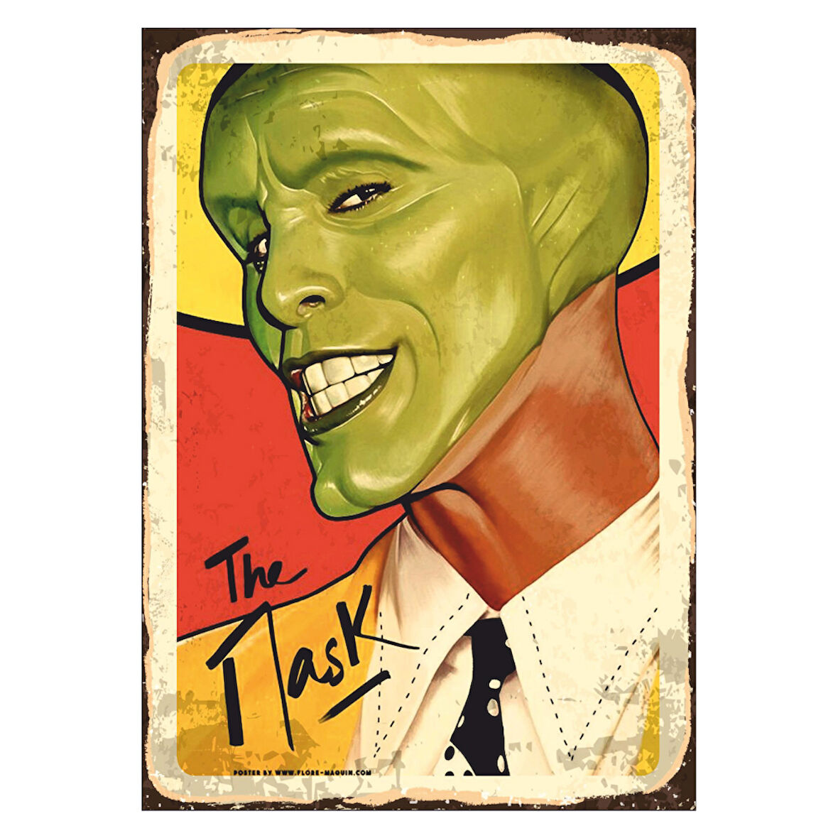 The Mask Film Temalı Jim Carrey Portreli Ahşap Retro Poster Tablo