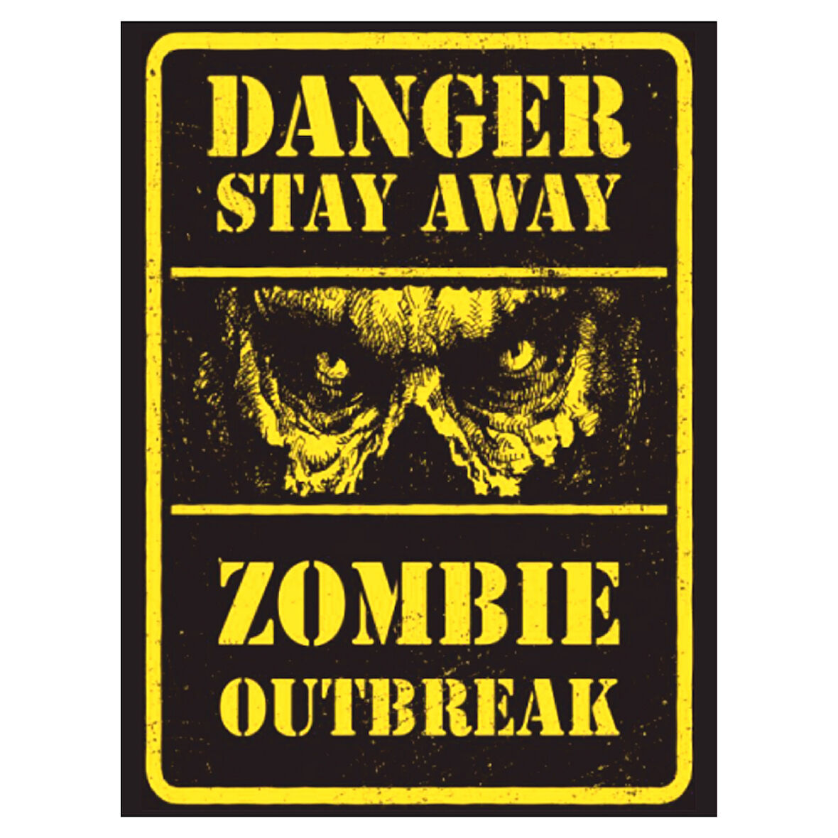 Zombie Outbreak Uyarı Temalı Retro Ahşap Poster Tablo | Vintage Korku Dekoru