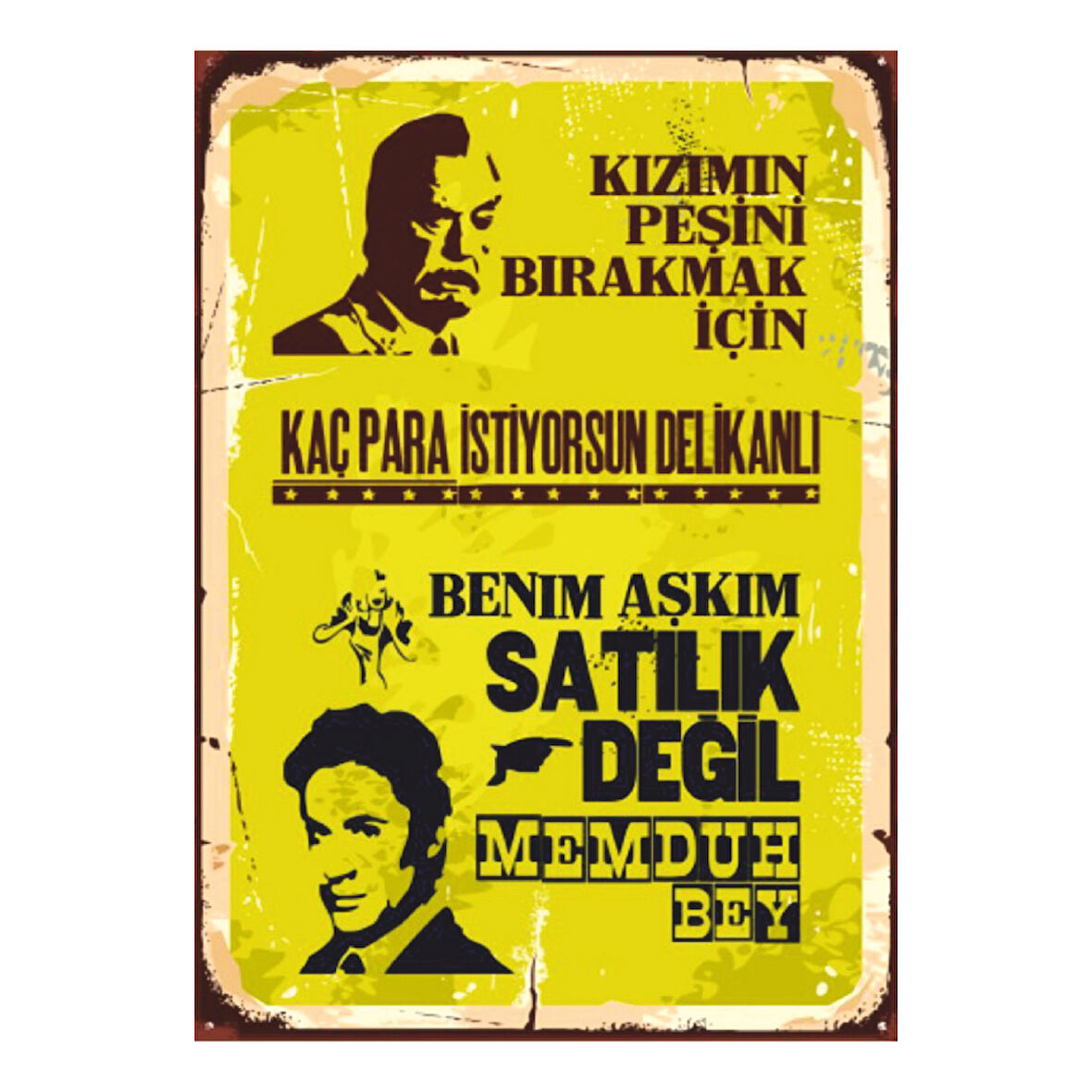 Yeşilçam Replikli Satılık Değil Temalı Ahşap Retro Poster Tablo