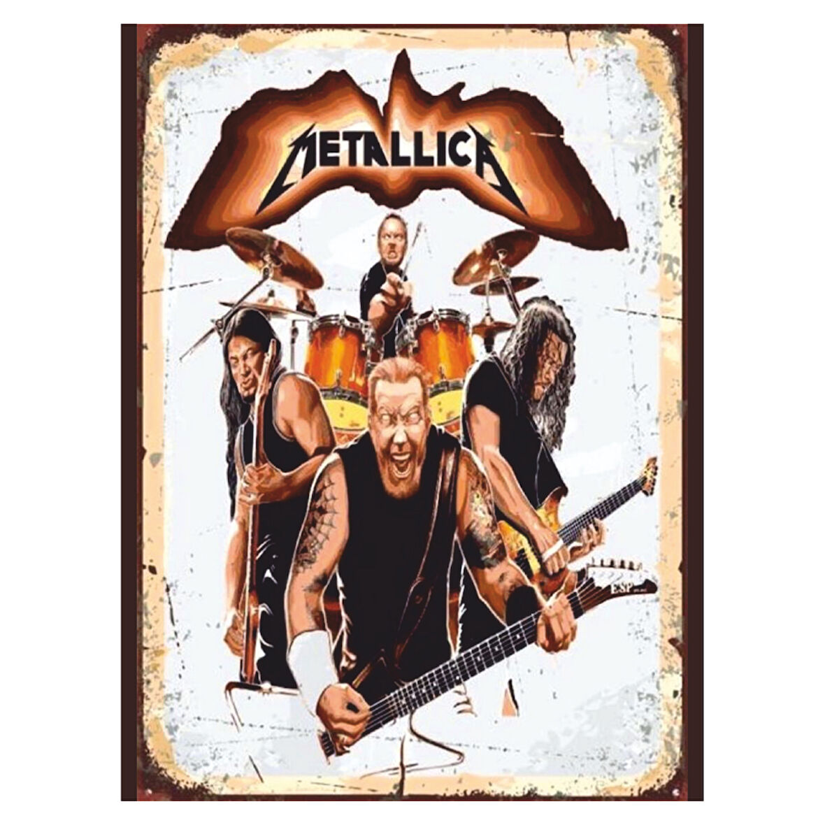 Metallica Grup Görselli Ahşap Retro Heavy Metal Poster Tablo