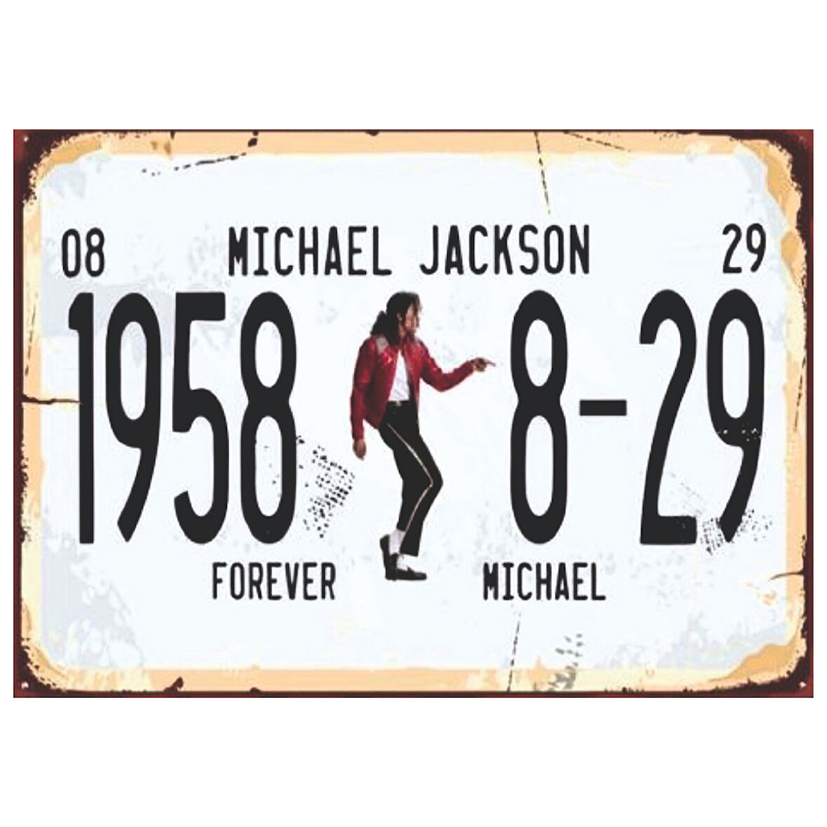 Michael Jackson 1958-08-29 Tarihli Ahşap Retro Plaka Poster Tablo