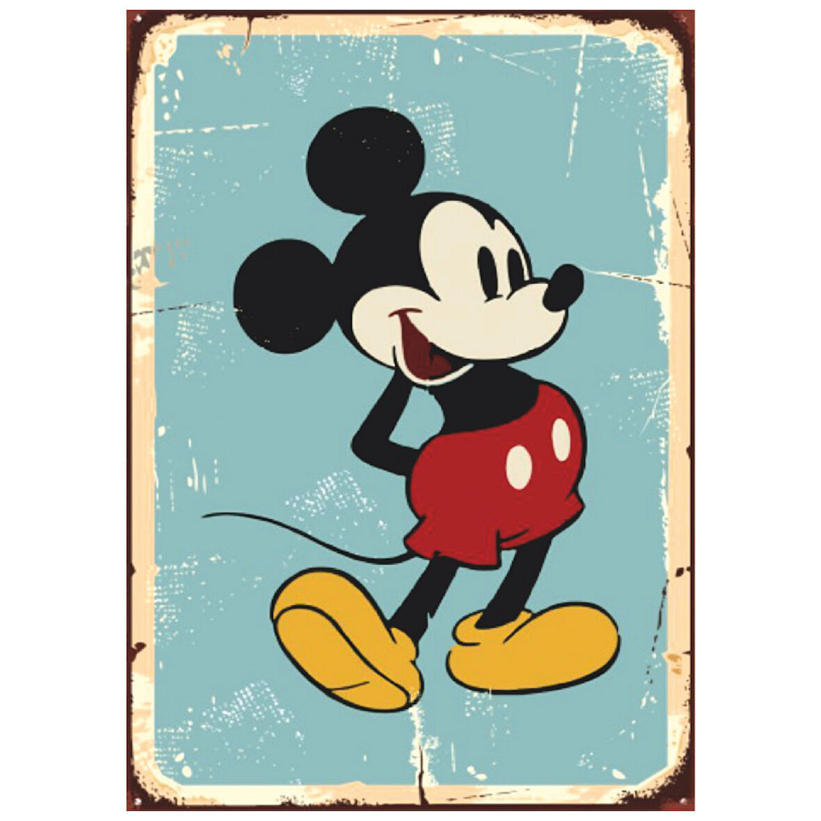 Mickey Mouse Vintage Temalı Ahşap Retro Çizgi Karakter Poster Tablo